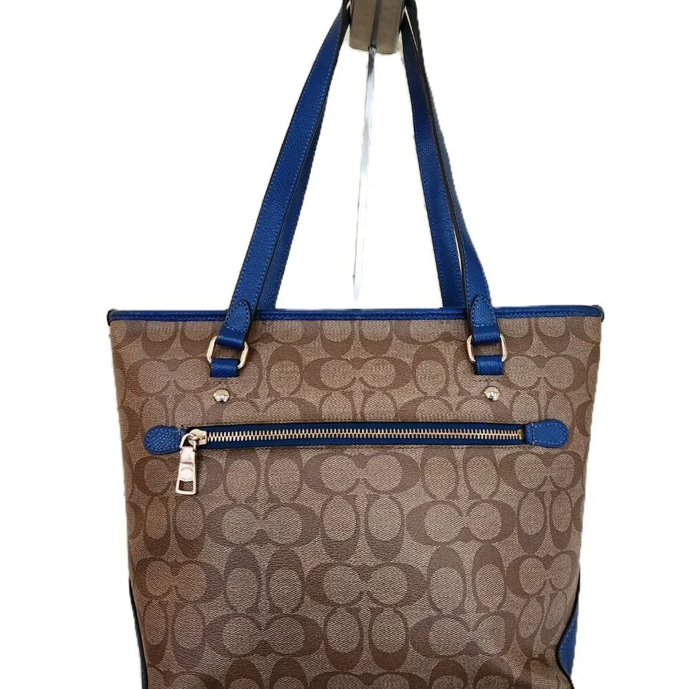 Like New Coach Signature Blue Outline Satchel Tote Bag